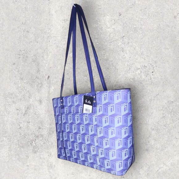 Karl Lagerfeld Blue Signature Maybelle Paris Tote - NWT - Picture 8 of 9
